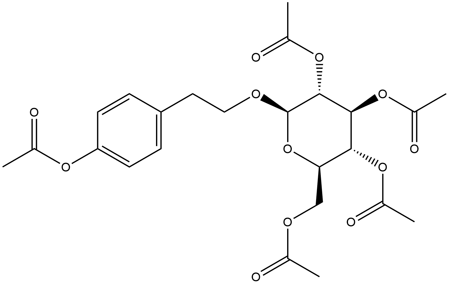 β-D-Glucopyranoside, 2-[4-(acetyloxy)phenyl]ethyl, 2,3,4,6-tetraacetate Structure
