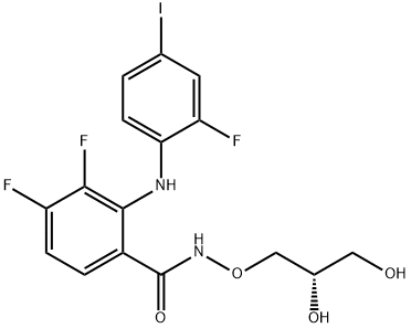 Benzamide, N-[(2S)-2,3-dihydroxypropoxy]-3,4-difluoro-2-[(2-fluoro-4-iodophenyl)amino]- 结构式