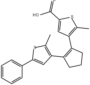 2-Thiophenecarboxylic acid, 5-methyl-4-[2-(2-methyl-5-phenyl-3-thienyl)-1-cyclopenten-1-yl]- Structure