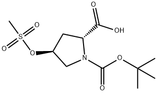 1,2-Pyrrolidinedicarboxylic acid, 4-[(methylsulfonyl)oxy]-, 1-(1,1-dimethylethyl) ester, (2R,4S)- Structure