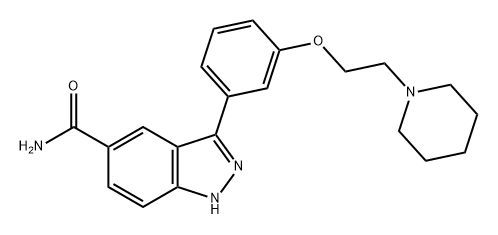 1H-Indazole-5-carboxamide, 3-[3-[2-(1-piperidinyl)ethoxy]phenyl]-,395106-69-1,结构式