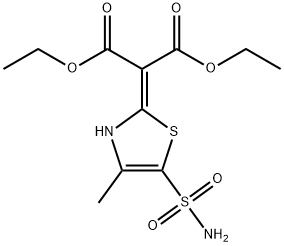 Propanedioic acid, 2-[5-(aminosulfonyl)-4-methyl-2(3H)-thiazolylidene]-, 1,3-diethyl ester Structure