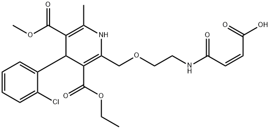 3,5-Pyridinedicarboxylic acid, 2-[[2-[[(2Z)-3-carboxy-1-oxo-2-propen-1-yl]amino]ethoxy]methyl]-4-(2-chlorophenyl)-1,4-dihydro-6-methyl-, 3-ethyl 5-methyl ester Structure