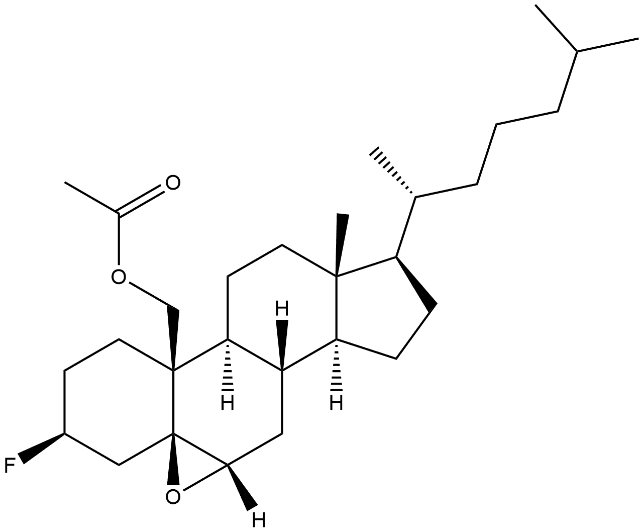 5,6β-エポキシ-3β-フルオロ-5β-コレスタン-19-オールアセタート 化学構造式