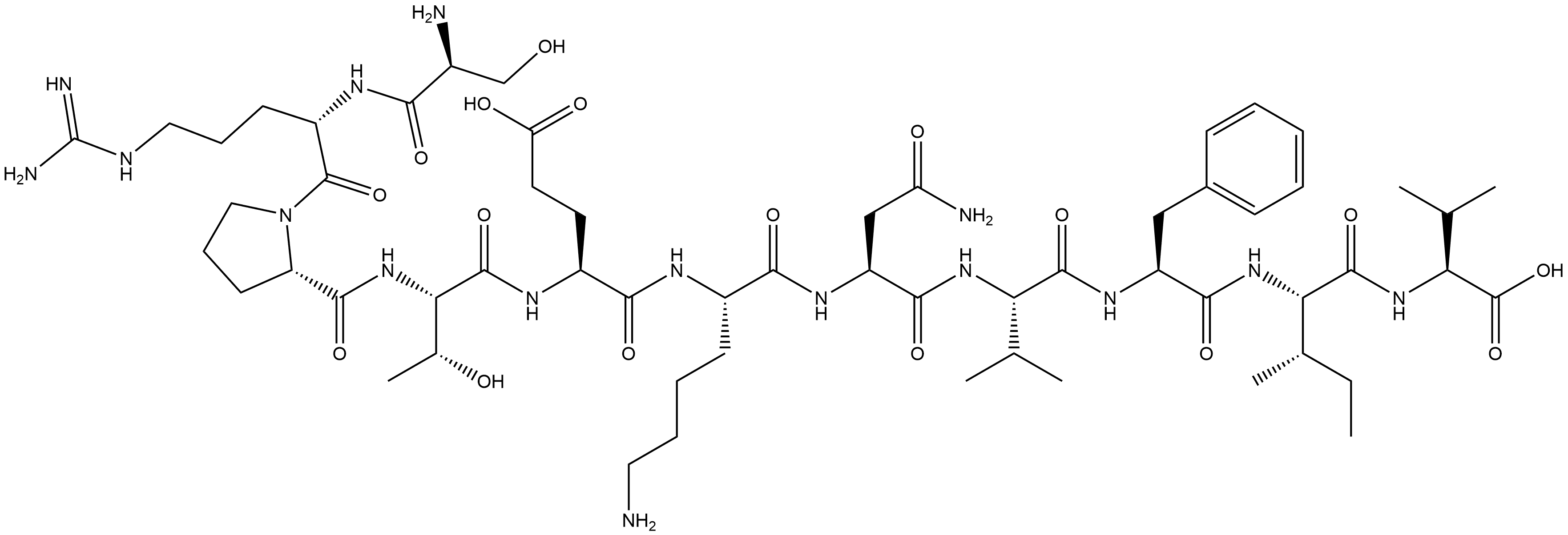 L-Valine, L-seryl-L-arginyl-L-prolyl-L-threonyl-L-α-glutamyl-L-lysyl-L-asparaginyl-L-valyl-L-phenylalanyl-L-isoleucyl- Structure