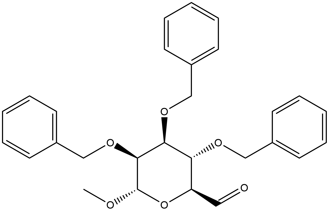 α-D-manno-Hexodialdo-1,5-pyranoside, methyl 2,3,4-tris-O-(phenylmethyl)- Structure