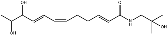 2,6,8-Dodecatrienamide, 10,11-dihydroxy-N-(2-hydroxy-2-methylpropyl)-, (2E,6Z,8E)- Structure