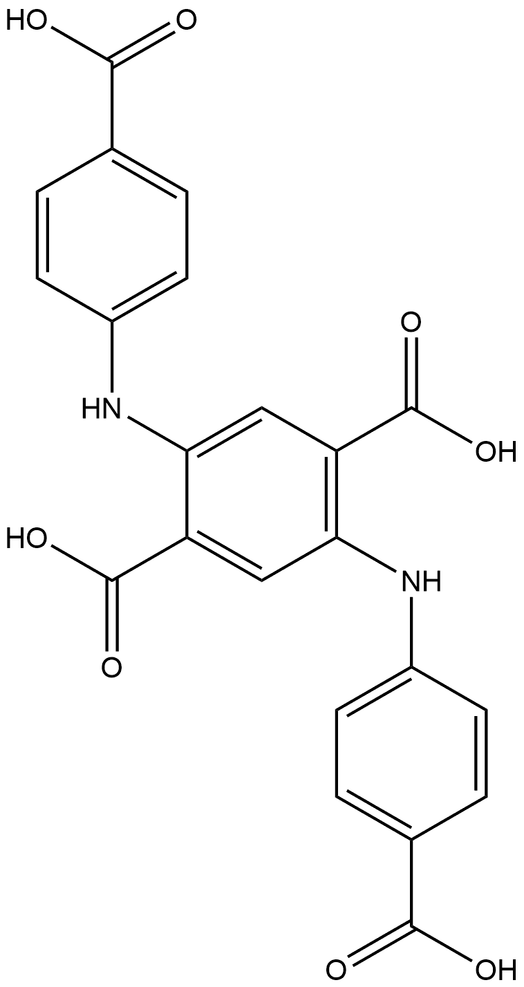 2,5-二(4-羧基苯氨基)对苯二甲酸, 41339-16-6, 结构式