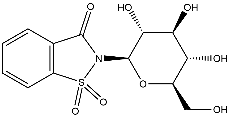 1,2-Benzisothiazol-3(2H)-one, 2-β-D-glucopyranosyl-, 1,1-dioxide Struktur