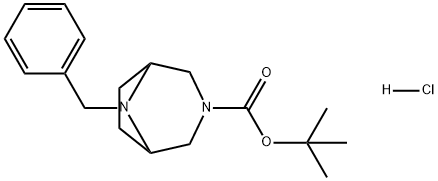 3,8-Diazabicyclo[3.2.1]octane-3-carboxylic acid, 8-(phenylmethyl)-, 1,1-dimethylethyl ester, hydrochloride (1:1) Structure