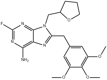 9H-Purin-6-amine, 2-fluoro-9-[(tetrahydro-2-furanyl)methyl]-8-[(3,4,5-trimethoxyphenyl)methyl]- 化学構造式