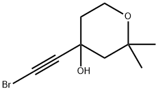 2,2-Dimethyl-4-bromoethynyl-tetrahydropyran-4-ole 化学構造式