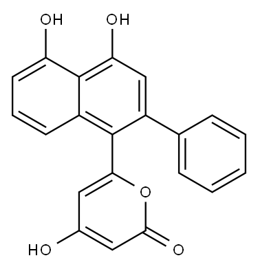 2H-Pyran-2-one, 6-(4,5-dihydroxy-2-phenyl-1-naphthalenyl)-4-hydroxy- Struktur