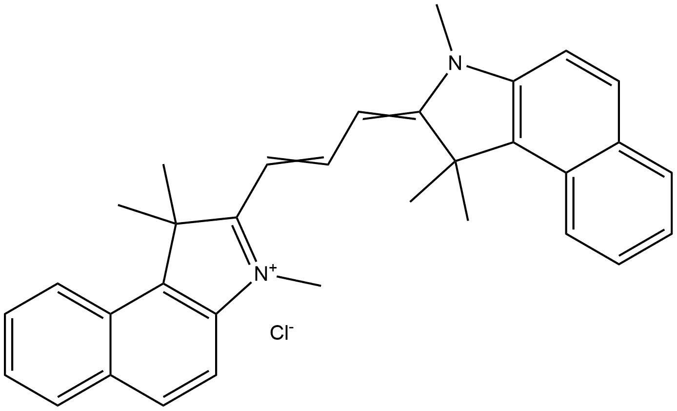1H-Benz[e]indolium, 2-[3-(1,3-dihydro-1,1,3-trimethyl-2H-benz[e]indol-2-ylidene)-1-propen-1-yl]-1,1,3-trimethyl-, chloride (1:1) Structure