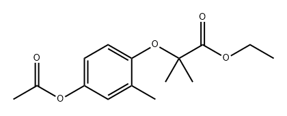 Propanoic acid, 2-[4-(acetyloxy)-2-methylphenoxy]-2-methyl-, ethyl ester Struktur
