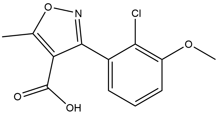 3-(2-氯-3-甲氧基苯基)-5-甲基异噁唑-4-甲酸 结构式