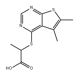 Propanoic acid, 2-[(5,6-dimethylthieno[2,3-d]pyrimidin-4-yl)thio]- Structure