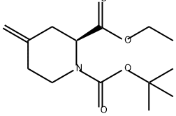 1,2-Piperidinedicarboxylic acid, 4-methylene-, 1-(1,1-dimethylethyl) 2-ethyl ester, (2S)- Structure