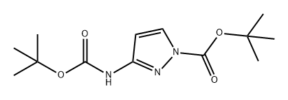 1H-Pyrazole-1-carboxylic acid, 3-[[(1,1-dimethylethoxy)carbonyl]amino]-, 1,1-dimethylethyl ester Structure