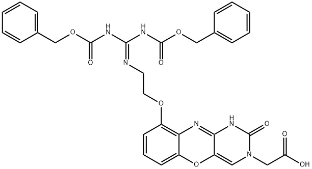 N1-Carboxymethyl-6-[2-(N,N’-bis-Cbz-guanidino) ethoxy]-phenoxazine Structure