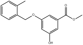Benzoic acid, 3-hydroxy-5-[(2-methylphenyl)methoxy]-, methyl ester Struktur