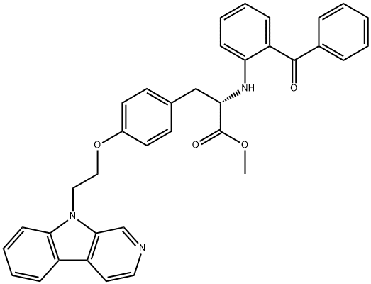 N-(2-Benzoylphenyl)-O-[2-(9H-pyrido[3,4-b]indol-9-yl)ethyl]-L-tyrosine methyl ester Struktur