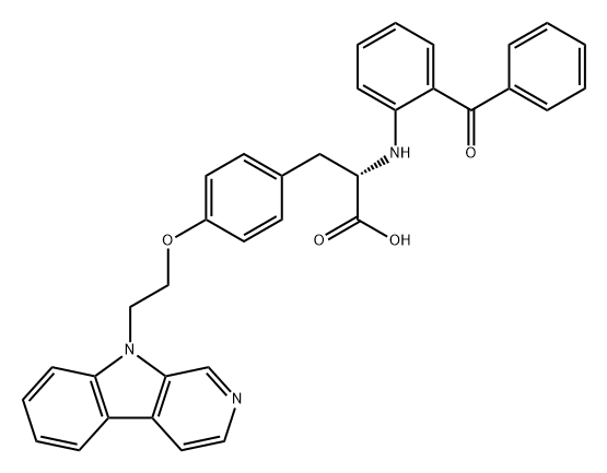 L-Tyrosine, N-(2-benzoylphenyl)-O-[2-(9H-pyrido[3,4-b]indol-9-yl)ethyl]- Struktur