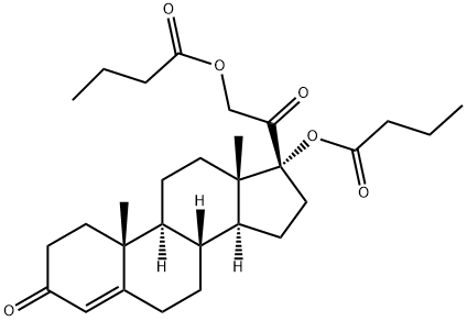 Pregn-4-ene-3,20-dione, 17,21-bis(1-oxobutoxy)- Struktur