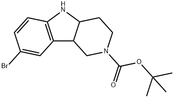 2H-Pyrido[4,3-b]indole-2-carboxylic acid, 8-bromo-1,3,4,4a,5,9b-hexahydro-, 1,1-dimethylethyl ester 结构式