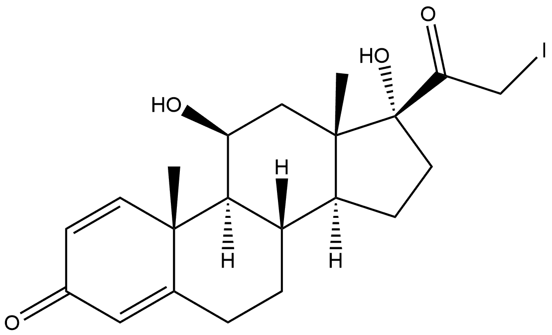 Pregna-1,4-diene-3,20-dione, 11,17-dihydroxy-21-iodo-, (11β)-