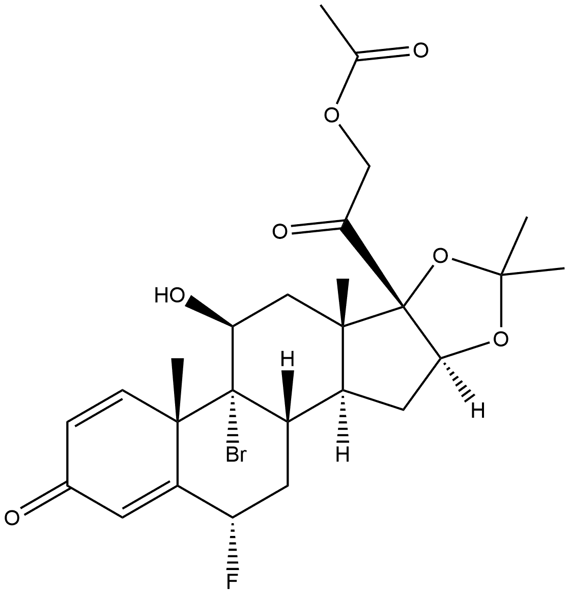 (6α,11β,16α)-21-(Acetyloxy)-9-bromo-6-fluoro-11-hydroxy-16,17-[(1-methylethylidene)bis(oxy)]-pregna-1,4-diene-3,20-dione Structure