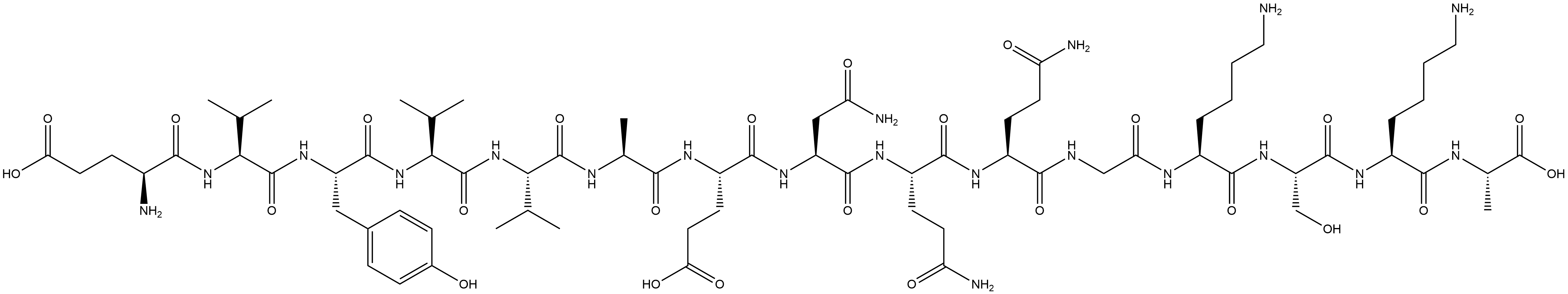 L-Alanine, L-α-glutamyl-L-valyl-L-tyrosyl-L-valyl-L-valyl-L-alanyl-L-α-glutamyl-L-asparaginyl-L-glutaminyl-L-glutaminylglycyl-L-lysyl-L-seryl-L-lysyl- Structure
