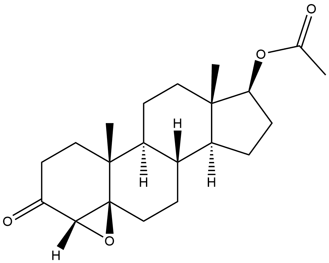 Androstan-3-one, 17-(acetyloxy)-4,5-epoxy-, (4β,5β,17β)- 化学構造式