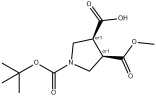 1,3,4-Pyrrolidinetricarboxylic acid, 1-(1,1-dimethylethyl) 3-methyl ester, (3R,4S)-rel- Structure