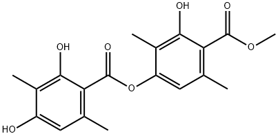 Benzoic acid, 2,4-dihydroxy-3,6-dimethyl-, 3-hydroxy-4-(methoxycarbonyl)-2,5-dimethylphenyl ester Structure