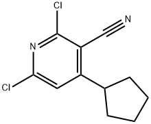 3-Pyridinecarbonitrile, 2,6-dichloro-4-cyclopentyl- Structure