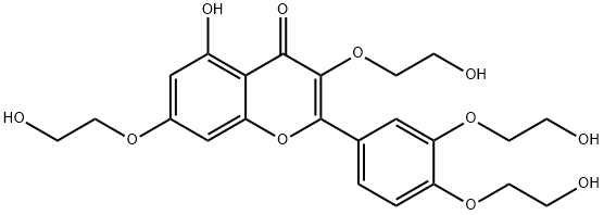4H-1-Benzopyran-4-one, 2-[3,4-bis(2-hydroxyethoxy)phenyl]-5-hydroxy-3,7-bis(2-hydroxyethoxy)- Struktur