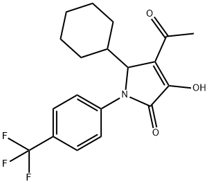 2H-Pyrrol-2-one, 4-acetyl-5-cyclohexyl-1,5-dihydro-3-hydroxy-1-[4-(trifluoromethyl)phenyl]- 化学構造式