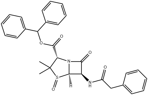 4-Thia-1-azabicyclo[3.2.0]heptane-2-carboxylic acid, 3,3-dimethyl-7-oxo-6-[(2-phenylacetyl)amino]- (2S,5R,6R)-, diphenylmethyl ester, 4-oxide Struktur