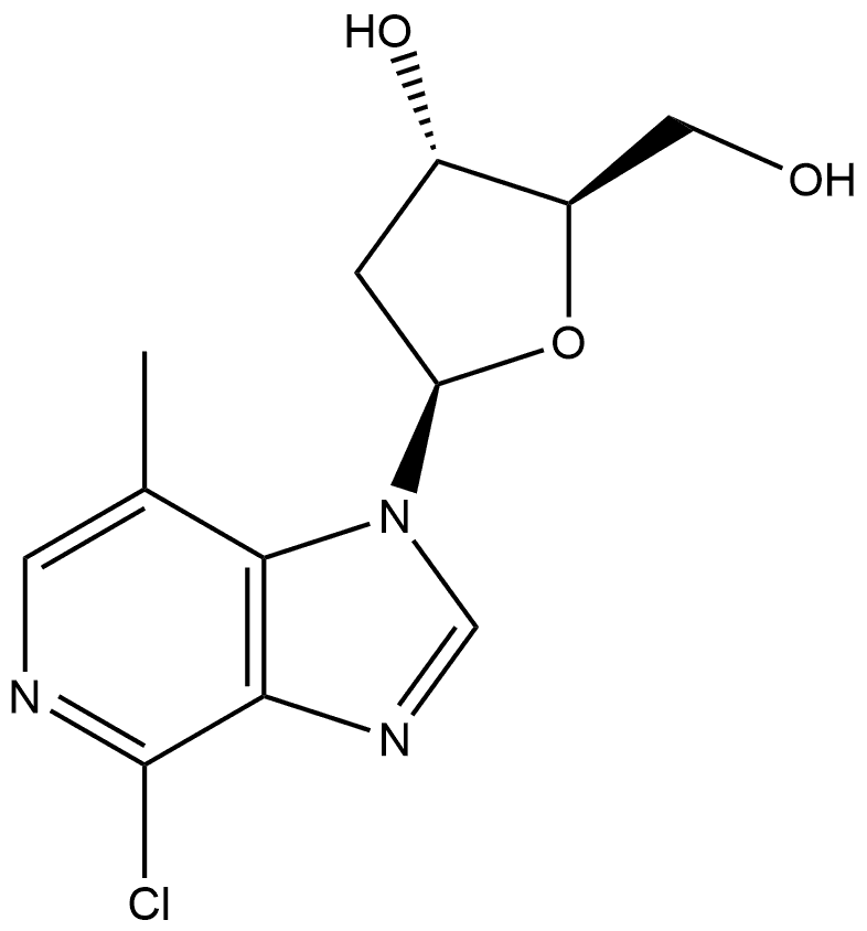 4-Chloro-1-(2-deoxy-β-D-ribofuranosyl)-7-methyl-1H-imidazo[4,5-c]pyridine,515815-11-9,结构式