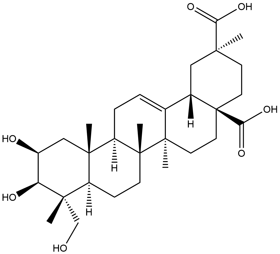 Olean-12-ene-28,29-dioic acid, 2,3,23-trihydroxy-, (2β,3β,4α,20β)- Structure