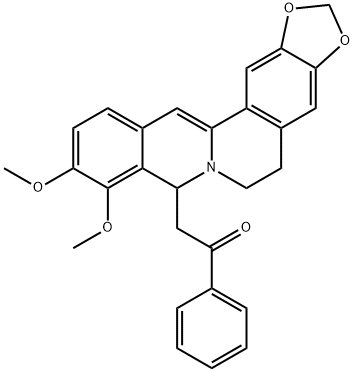 Ethanone, 2-(5,8-dihydro-9,10-dimethoxy-6H-benzo[g]-1,3-benzodioxolo[5,6-a]quinolizin-8-yl)-1-phenyl- 化学構造式