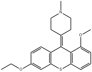 Piperidine, 4-(6-ethoxy-1-methoxy-9H-thioxanthen-9-ylidene)-1-methyl- Struktur