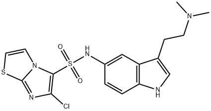 Imidazo[2,1-b]thiazole-5-sulfonamide, 6-chloro-N-[3-[2-(dimethylamino)ethyl]-1H-indol-5-yl]- Struktur