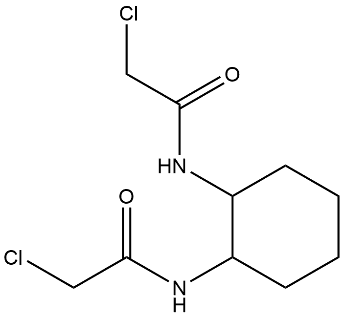N,N′-[(1R)-シクロヘキサン-1β,2α-ジイル]ビス(2-クロロアセトアミド) 化学構造式