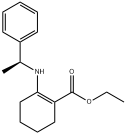 1-Cyclohexene-1-carboxylic acid, 2-[[(1S)-1-phenylethyl]amino]-, ethyl ester Struktur