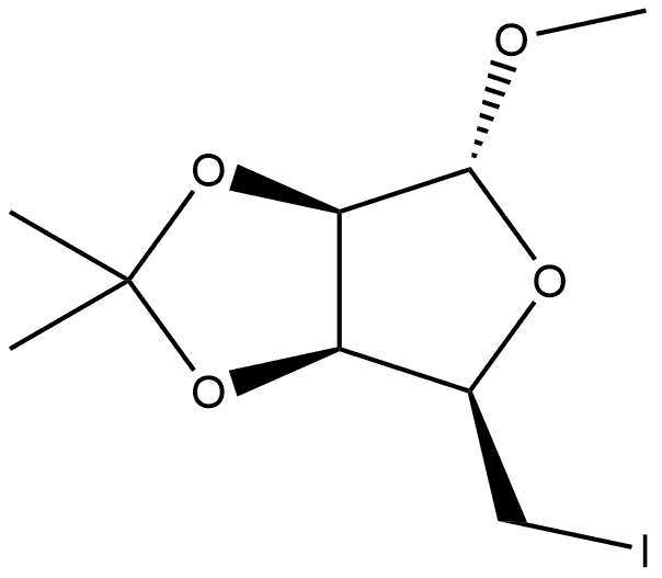 5-脱氧-5-碘-2,3-O-异亚丙基-Α-L-柳呋喃糖苷甲酯, 5531-23-7, 结构式