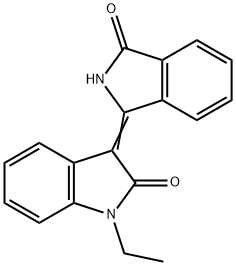 2H-Indol-2-one, 3-(2,3-dihydro-3-oxo-1H-isoindol-1-ylidene)-1-ethyl-1,3-dihydro- Struktur