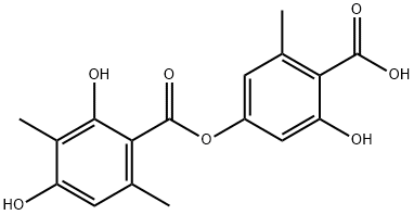 Benzoic acid, 2,4-dihydroxy-3,6-dimethyl-, 4-carboxy-3-hydroxy-5-methylphenyl ester Structure