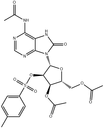 Adenosine, N-acetyl-7,8-dihydro-8-oxo-, 3',5'-diacetate 2'-(4-methylbenzenesulfonate) (9CI) Structure